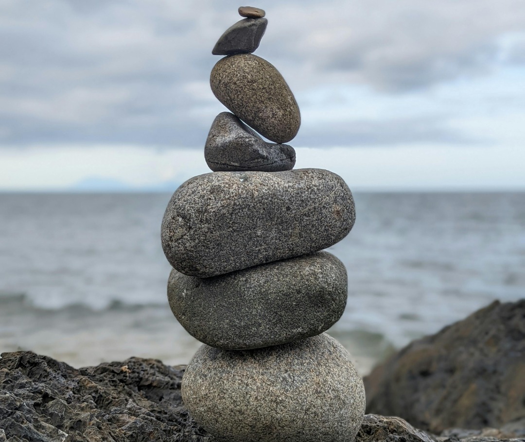 Cairn by the ocean
